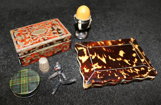 Tortoiseshell card case, a similar box and other items